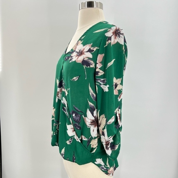 West Kei Allan Surplice Rolltab Floral Blouse Ladies Small - Picture 5 of 8